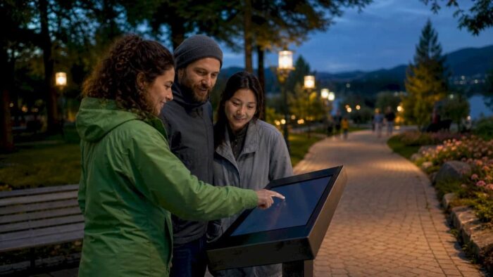 Urban outdoor billboard and pedestrian interaction