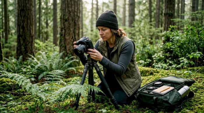 Photographer capturing authentic outdoor adventure